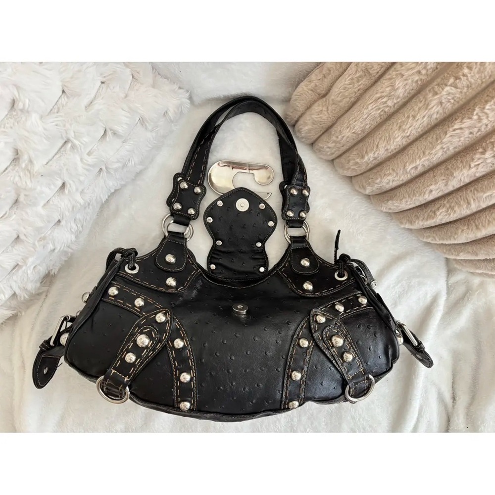Y2K 2000s Guess Black Studded Shoulder Bag - Picture 4 of 16